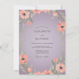 Invitación Boda de amapola melocotón malva