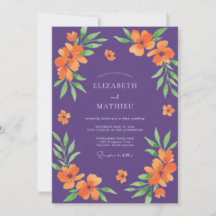 Invitación Boda de amapola naranja violeta
