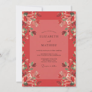 Invitación Boda de amapola pintada de coral