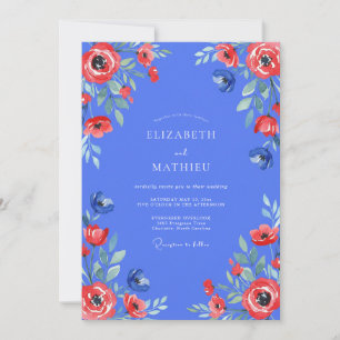 Invitación Boda de amapola roja vincapervinca