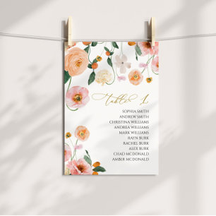 Invitación Boda de amapola rosa Tabla número 1 Tabla de asien