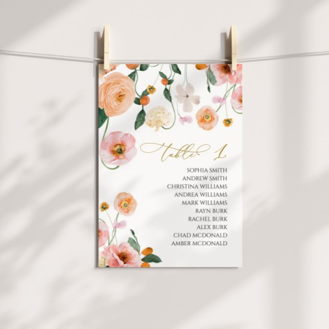 Invitación Boda de amapola rosa Tabla número 1 Tabla de asien (Subido por el creador)