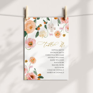 Invitación Boda de amapola rosa Tabla número 2 Tabla de asien