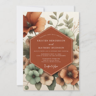 Invitación Boda de amapola terracota pintada