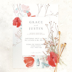 Invitación Boda de amapolas de flores silvestres