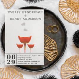 Invitación Boda de amapolas y corazones naranjas Simple Moder