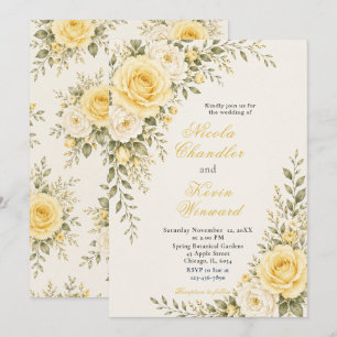 Invitación Boda de amarillo mantequilla y marfil