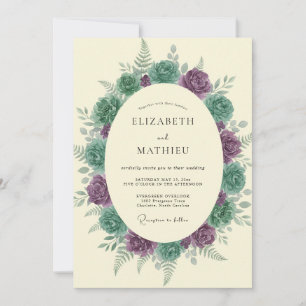 Invitación Boda de amatista, espuma de mar y suculentas de eu