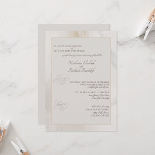 Invitación Boda de ambos padres artística beige formal