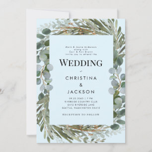 Invitación Boda de ambos padres con eucalipto azul hielo