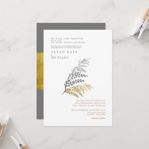 Invitación Boda de ambos padres elegante de invierno en oro y