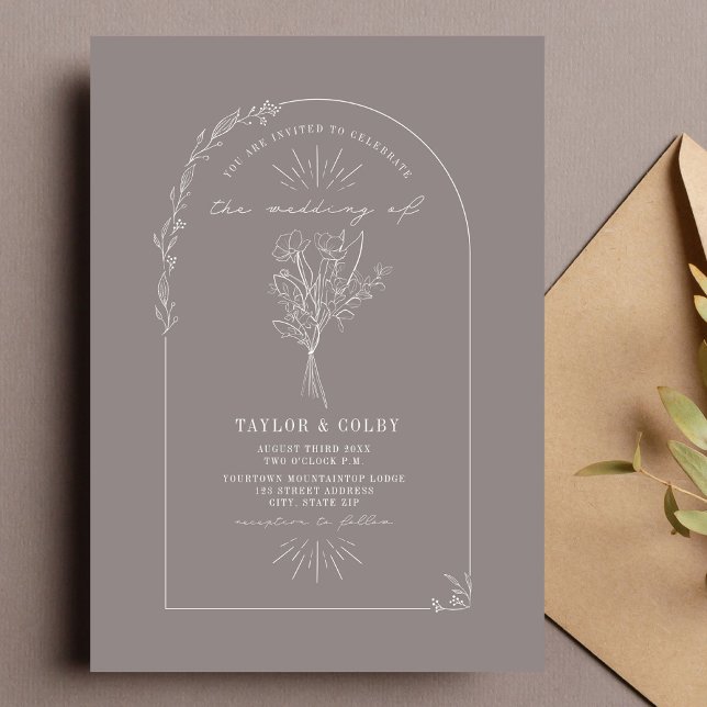 Invitación Boda de Amethyst de Line Art Arch Bouquet Amethyst (Subido por el creador)