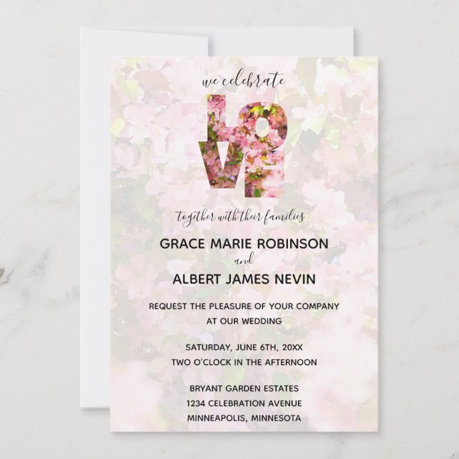 Invitación Boda de AMOR a las manzanas rosadas (Anverso)