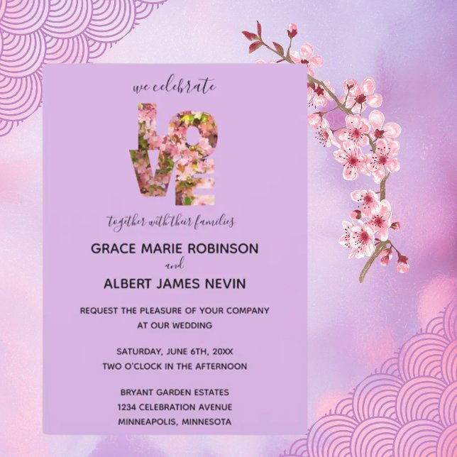 Invitación Boda de AMOR a los floreros de arce rosado (Subido por el creador)