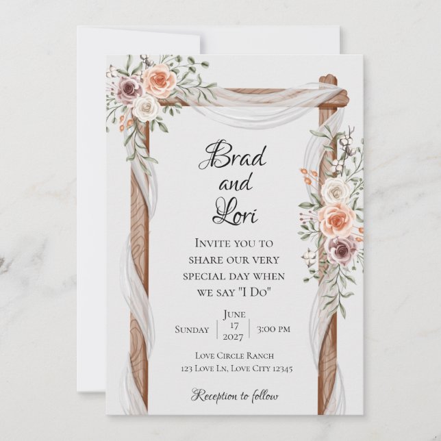 Invitación Boda de Amor Botánico Delicado (Anverso)