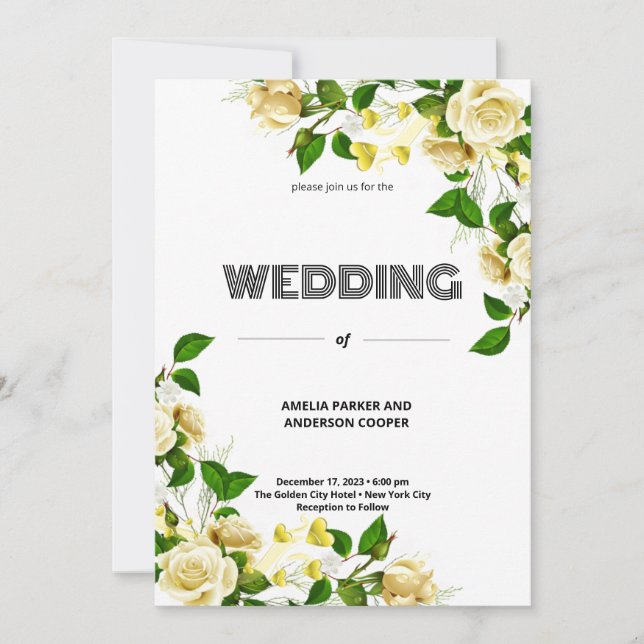 Invitación Boda de amor de flores de primavera (Anverso)