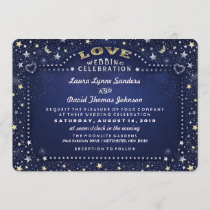 Invitación Boda de amor de la luna azul de la marina y la lun