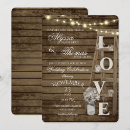Invitación Boda de amor Rústico de la vejiga y las luces