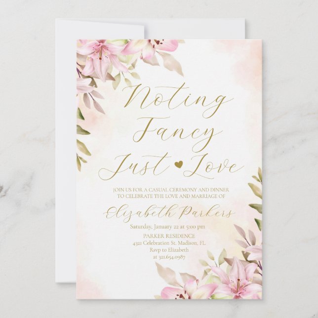 Invitación Boda de amor sin nada elegante Lilia rosa (Anverso)