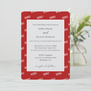 Invitación Boda de Amor XOXO Blanco Rojo