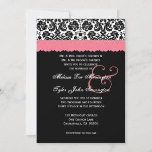 Invitación Boda de amortiguador de color blanco negro con len