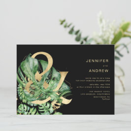 Invitación Boda de Ampersand del follaje dorado tropical