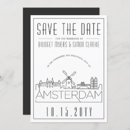 Invitación Boda de Ámsterdam Silueta Estilizada Aviso de Comp