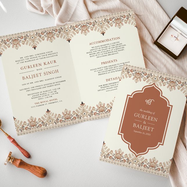 Invitación Boda de Anand Karaj Sikh en la frontera con Ikat (Subido por el creador)