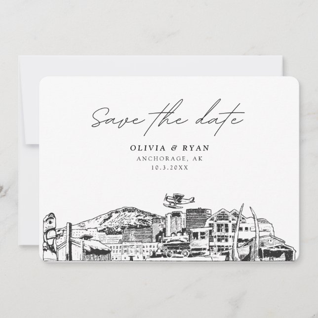 Invitación Boda de Anchorage Modern Save the Date (Anverso)