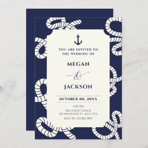 Invitación Boda de ancla de la marina azul