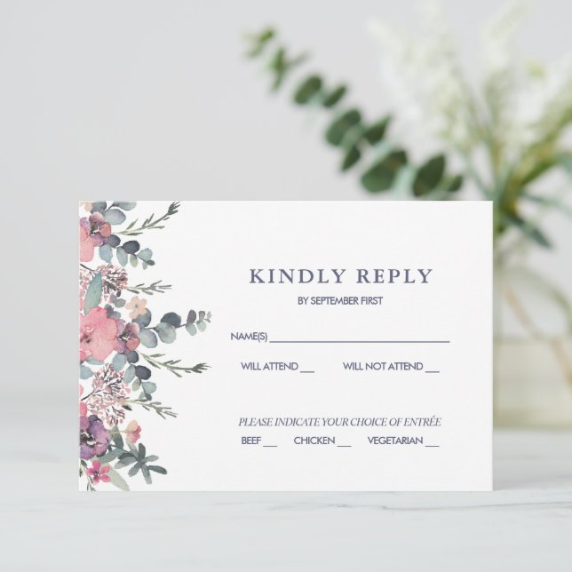 Invitación Boda de Ancla Floral Náutica RSVP (Anverso de pie)