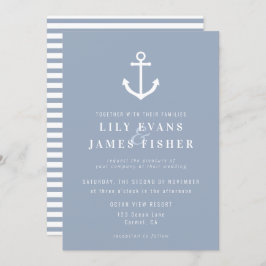 Invitación Boda De Ancla Náutica Gris Azul En La Mañana Misty
