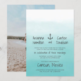Invitación Boda de Ancla Oceánica de Ombre Beach