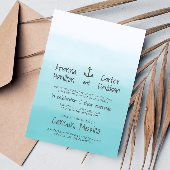 Invitación Boda de Ancla Oceánica de Ombre Beach (Subido por el creador)