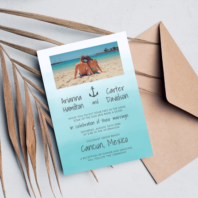 Invitación Boda de Ancla Oceánica de Ombre Beach (Subido por el creador)