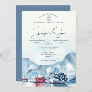 Invitación Boda de anclaje de barco del Glaciar de la Montaña