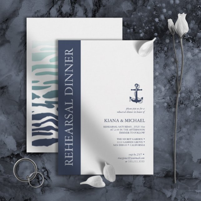 Invitación Boda de Anclaje de Ola Azul ensayo Cena ID836 (Subido por el creador)