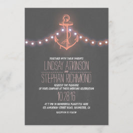 Invitación boda de anclaje de pizarra náutica de coral