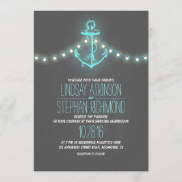 Invitación boda de anclaje de pizarra náutica turquesa