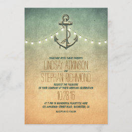 Invitación Boda de anclaje náutico de luces rusticas