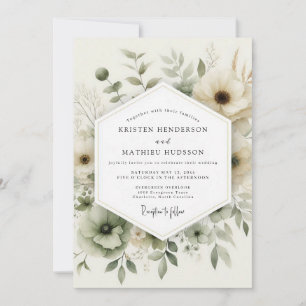 Invitación Boda de Anémona Acuarela Sage