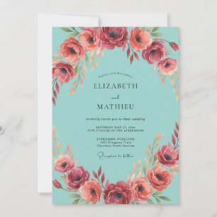 Invitación Boda de Anémona Acuática Carmesí