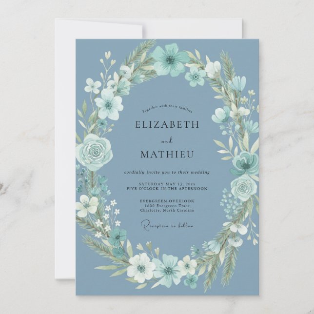 Invitación Boda de Anémona Acuática de Acero (Anverso)