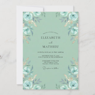 Invitación Boda de Anémona Acuática Menta