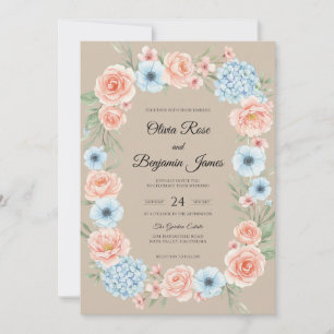 Invitación Boda de Anémona Albaricoque Celeste