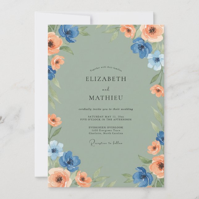 Invitación Boda de Anémona Albaricoque y Aciano (Anverso)