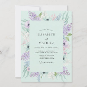 Invitación Boda de Anémona Amatista Espuma de Mar