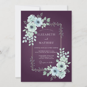 Invitación Boda de Anémona Atmosférica Ciruela