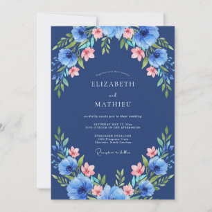 Invitación Boda de Anémona Cobalto