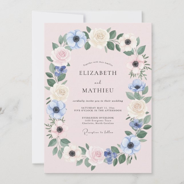 Invitación Boda de Anémona con Crema de Aciano (Anverso)